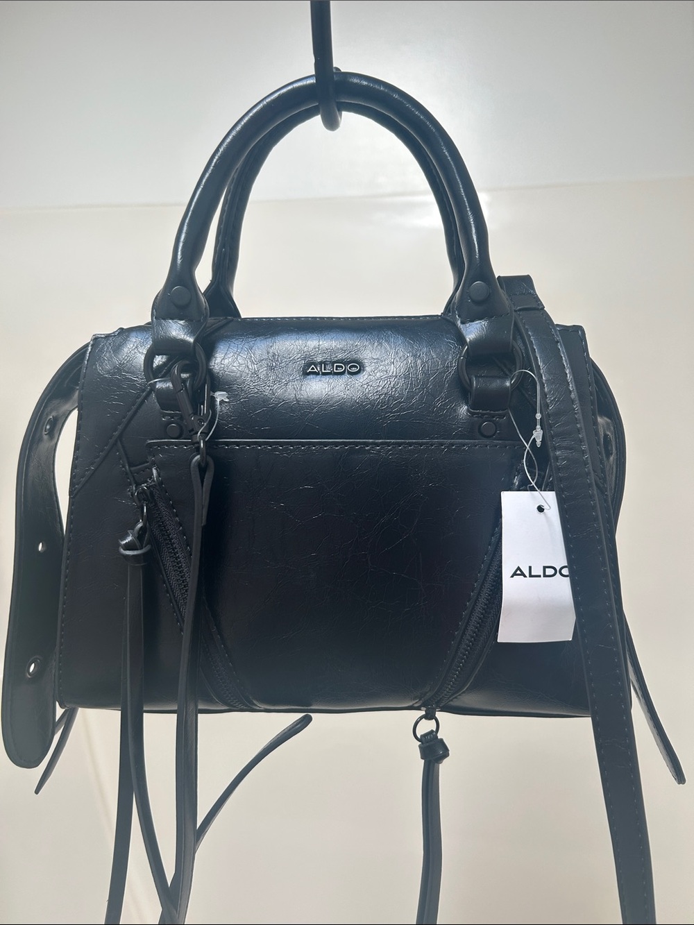 Aldo Black Mini Satchel with Top Handles